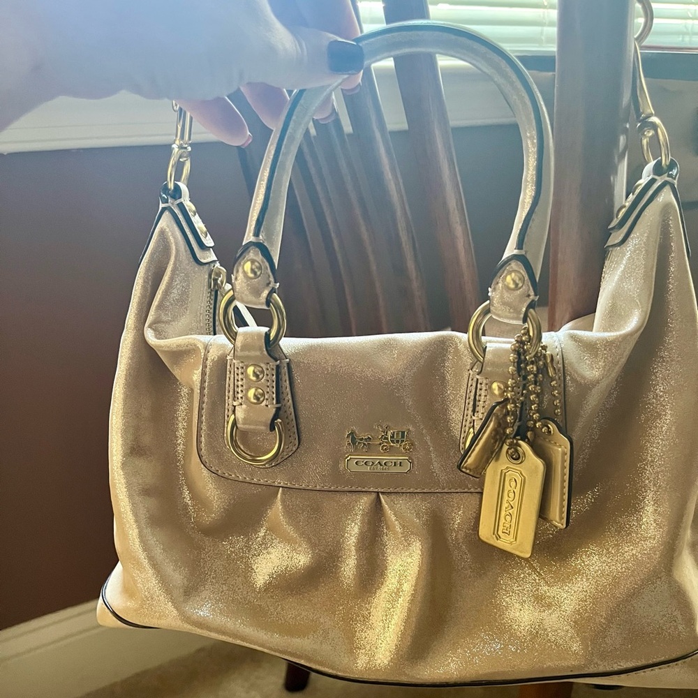 Authentic Coach  - Light Gold Leather Purse with Gold Hardware